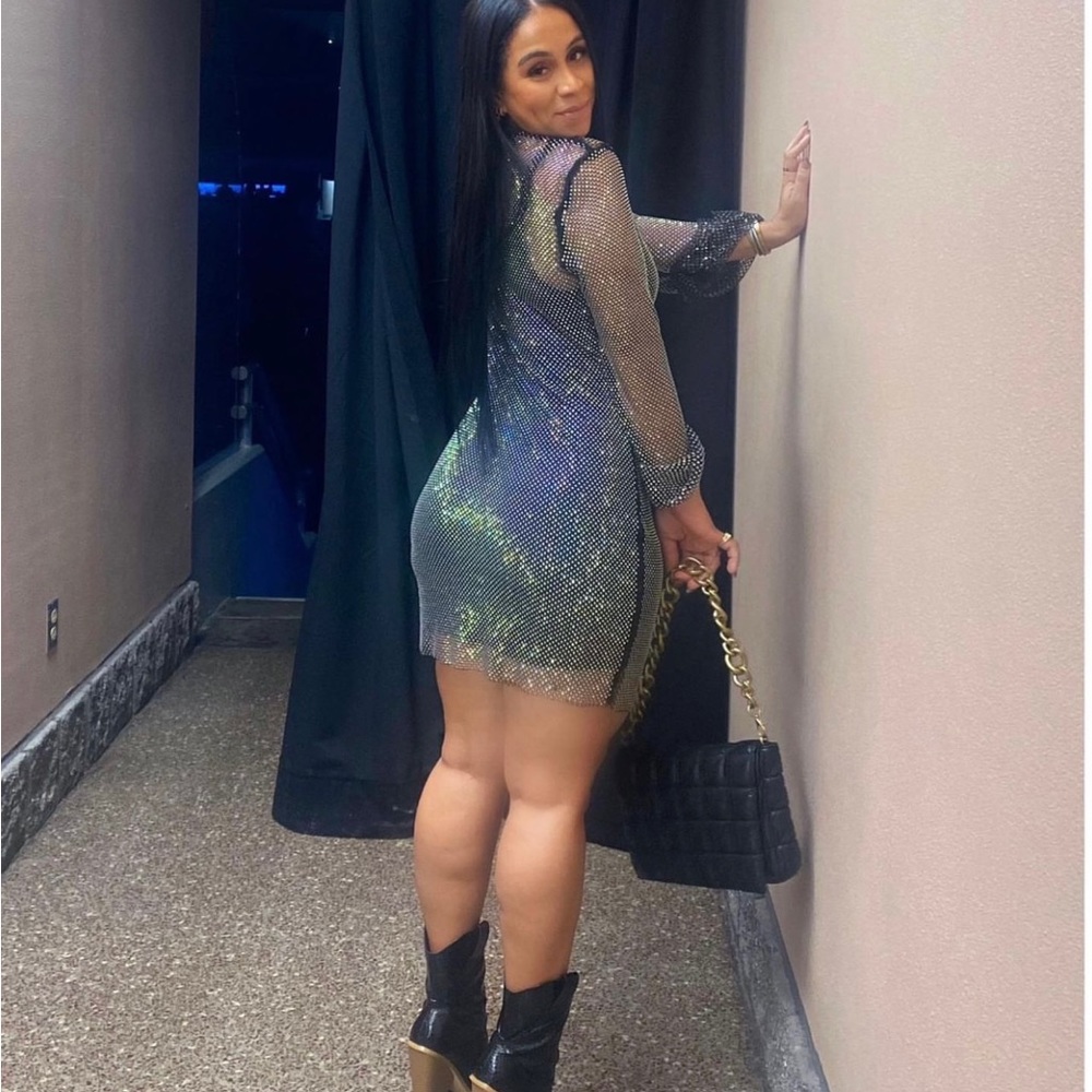 Rhinestones mini mesh dress!